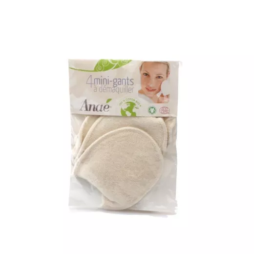 4 mini gants à démaquiller Anaé en coton bio 4 mini gants à démaquiller Anaé en coton bio
