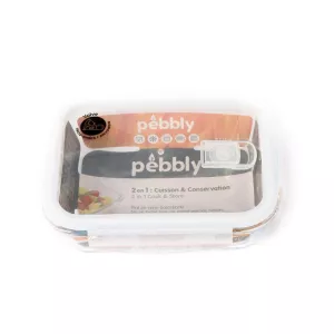 Boîte de Conservation en Verre et Bambou Carré 1,4 L Pebbly