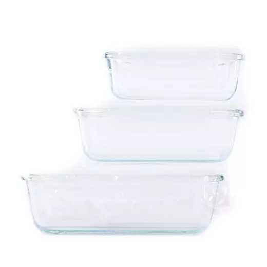 Zero Plastic - Set de 3 boites de conservation avec couvercle en verre  rectangulaire