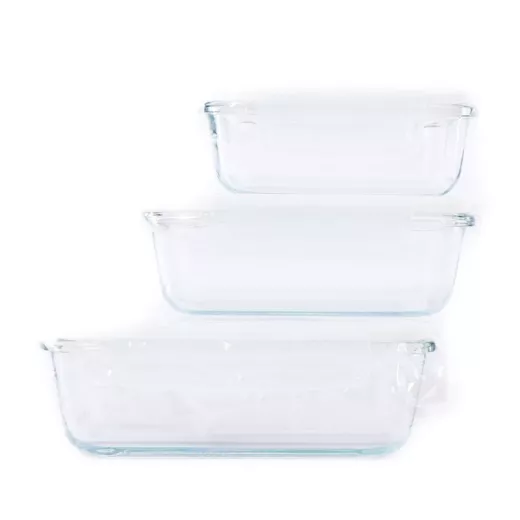 Lot de 3 boîtes/plats en verre rectangulaires pour conservation ou cuisson Lot de 3 boîtes/plats en verre rectangulaires pour conservation ou cuisson