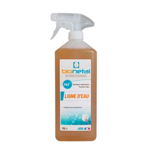 Produit nettoyant écologique pour ligne d’eau de piscine en spray ou en bidon