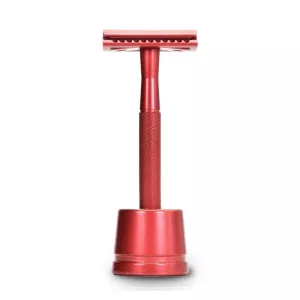 Rasoir réutilisable en métal avec socle Rasoir réutilisable en métal avec socle