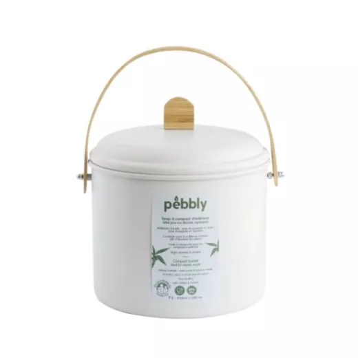 Poubelle à compost de cuisine Pebbly avec filtre à charbon 3,5L