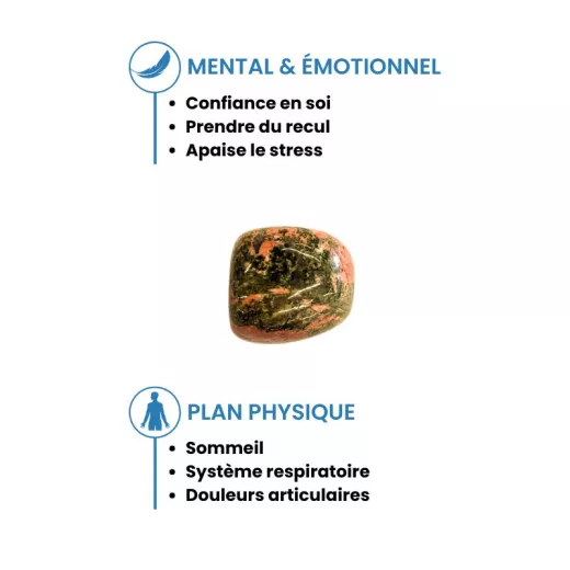 Pierre roulée de lithothérapie Unakite