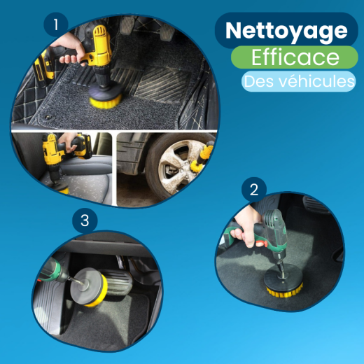 Lot de 4 Brosses Poils Durs Jaunes pour Visseuse Lot de 4 Brosses Poils Durs Jaunes pour Visseuse