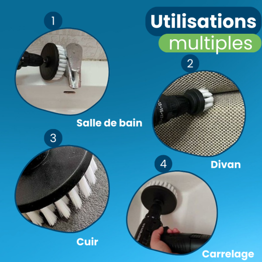 Lot de 4 Brosses Poils Durs Jaunes pour Visseuse Lot de 4 Brosses Poils Durs Jaunes pour Visseuse