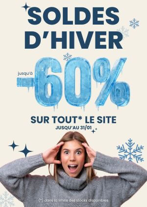 SOLDES d'hiver jusque -60% : profitez de promotions sur tout le site ! valable jusqu'au 31 janvier inclus !