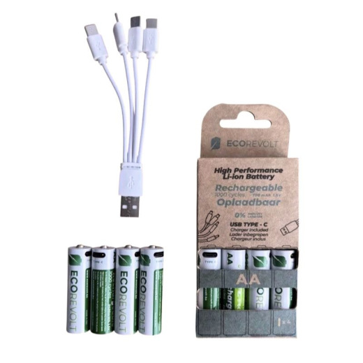 Piles rechargeables écologiques avec chargeur intégré