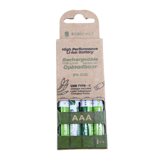 Piles rechargeables écologiques avec chargeur intégré