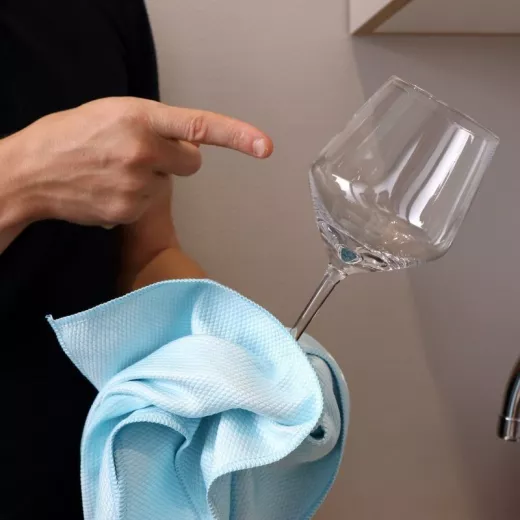 Chiffons en microfibres pour nettoyage du verre lavables à la machine  FRANK, bleu, paq. 2