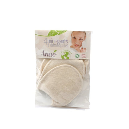 4 mini gants à démaquiller Anaé en coton bio