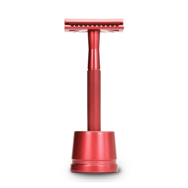 Rasoir réutilisable en métal avec socle