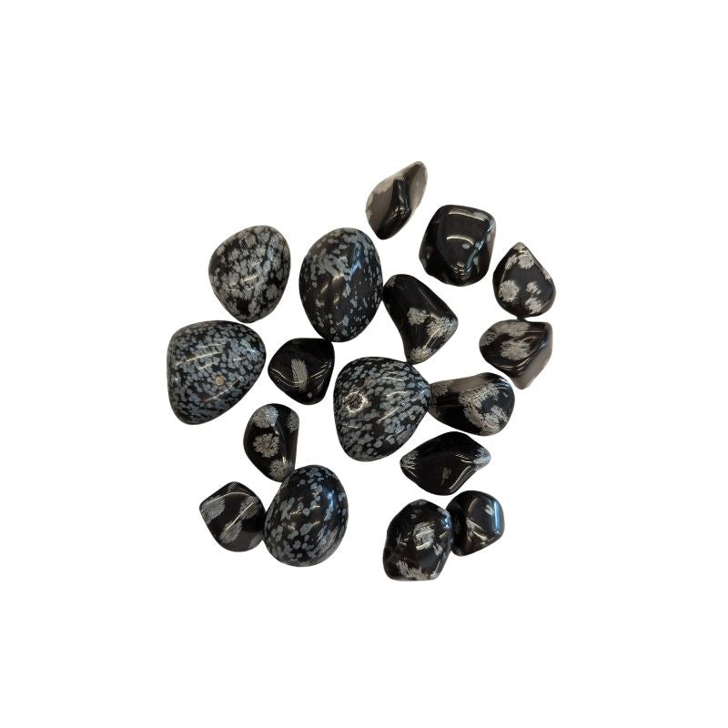 Pierre roulée Obsidienne neige