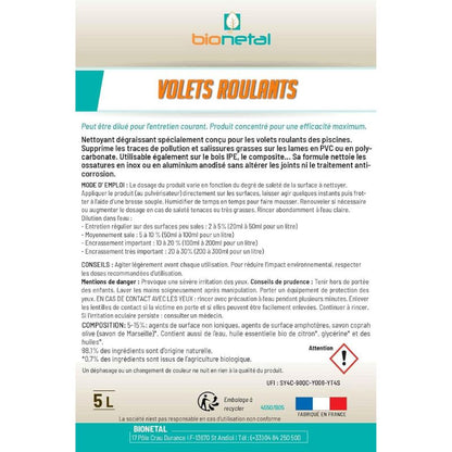 Produit nettoyant écologique pour volets roulants de piscine en spray ou en bidon