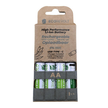 Piles rechargeables écologiques avec chargeur intégré