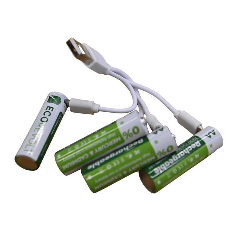 Piles rechargeables écologiques avec chargeur intégré