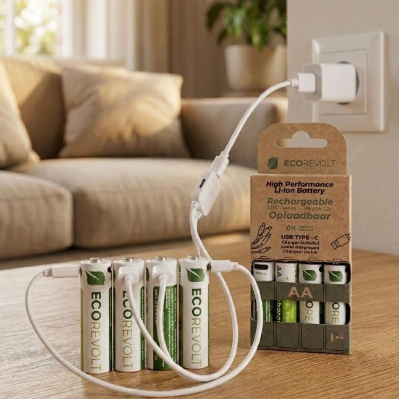 Piles rechargeables écologiques avec chargeur intégré
