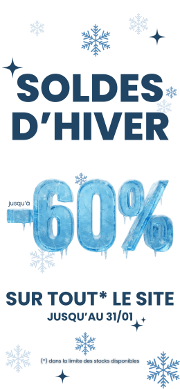 SOLDES d'hiver jusque -60% : profitez de promotions sur tout le site ! valable jusqu'au 31 janvier inclus !