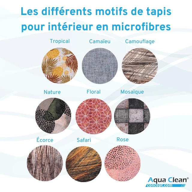 Motifs des tapis microfibres absorbants et décoratifs d'intérieur Aqua Clean Concept