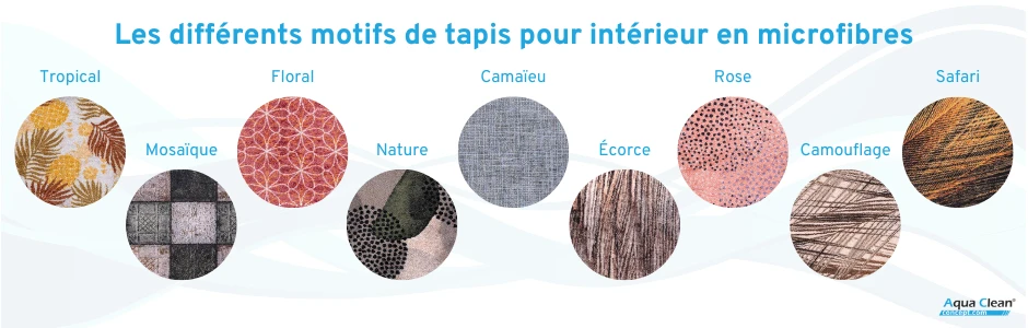 Différents motifs de tapis en microfibres absorbants et décoratif pour intérieur Aqua Clean Concept