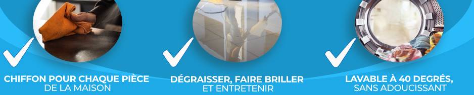 kit de 3 microfibres pour la maison