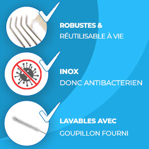 Lot de 4 pailles en inox
