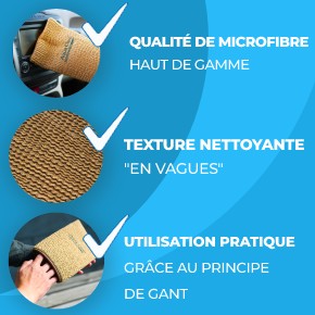 Le gant de nettoyage gold en microfibres d’Aqua Clean Concept a beaucoup d'avantages.