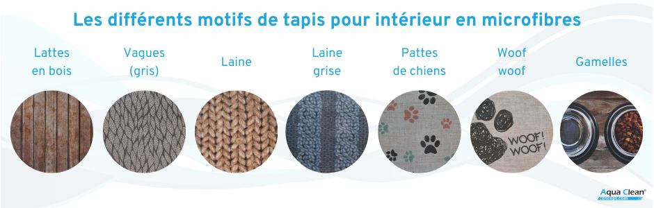 Différents motifs de tapis en microfibres absorbants et décoratif pour intérieur Aqua Clean Concept