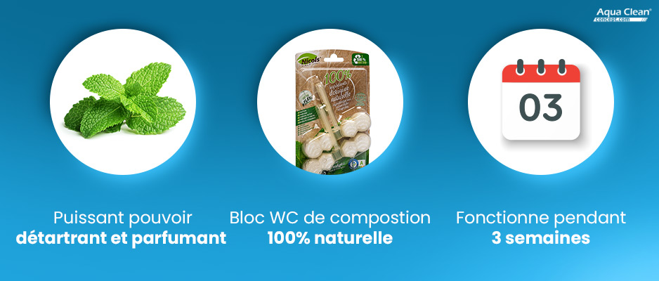 Pastilles écologiques Aquaclean pour cuvette à la menthe et à l'eucalyptus