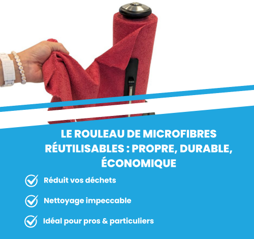 Main qui utilise une microfibre d'un rouleau