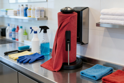 Rouleau microfibres chez une femme de ménage