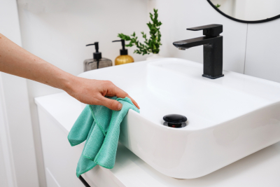 Nettoyer votre salle de bain avec votre microfibre