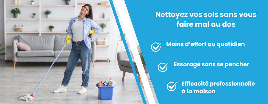 Mop avec seau essoreur pour éviter mal de dos