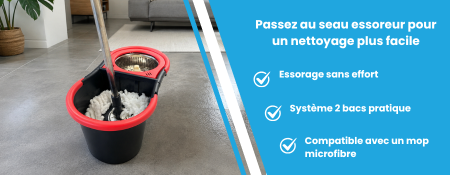 Seau essoreur à double compartiment